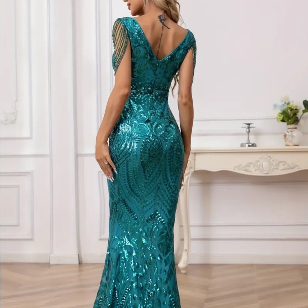 Source Unknown Teal Maxi Dress - Picture 3 of 8